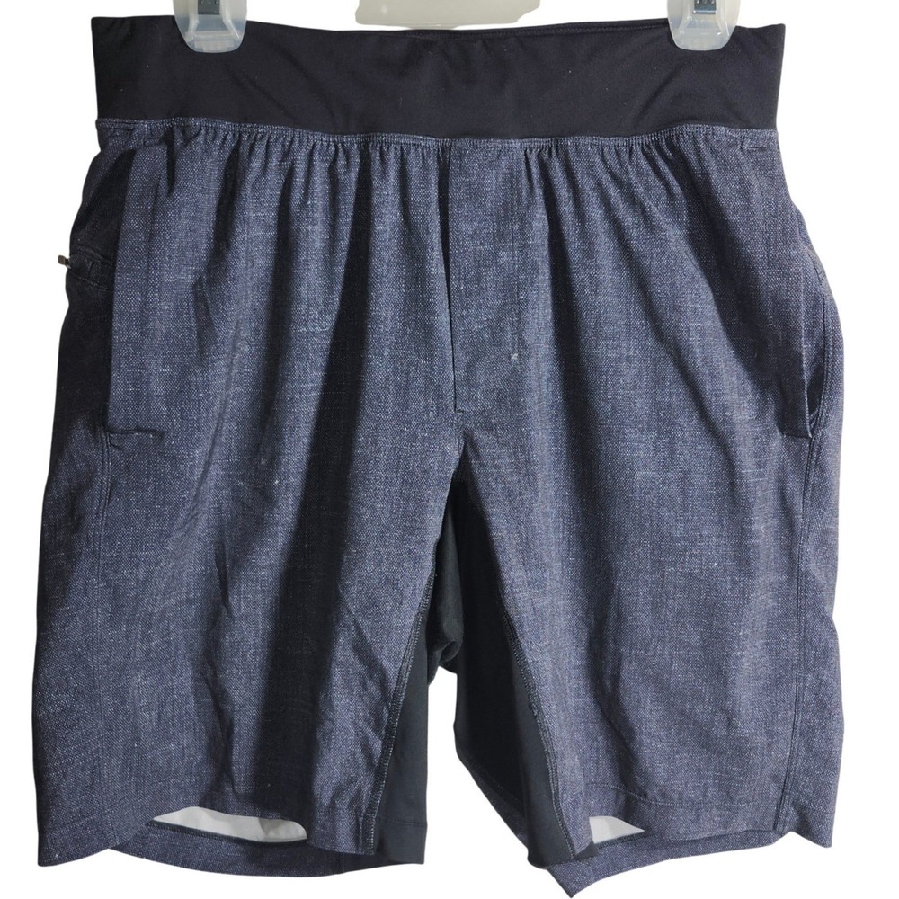 Lululemon Athletica Mens Shorts Size M Dark Wash Textured‎ Athletic Performance